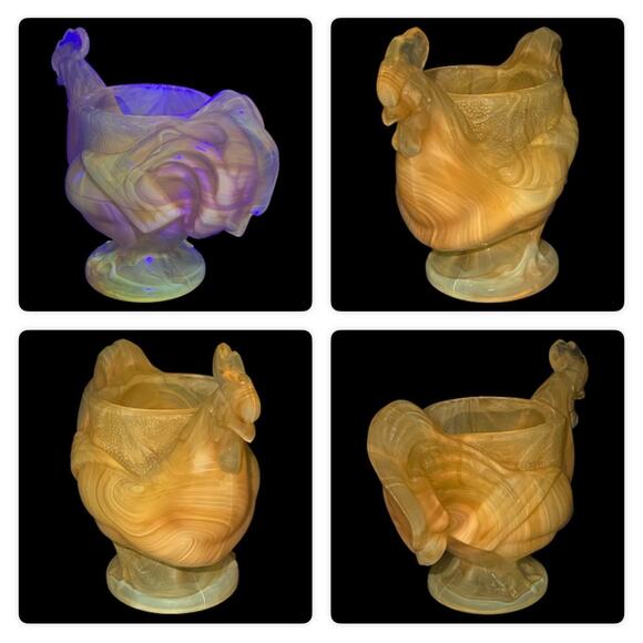 Boyds Glass Extra Large Rooster Egg Cup 1999 Autumn Harvest GLOWS OOAK B1077 - Picture 12 of 15